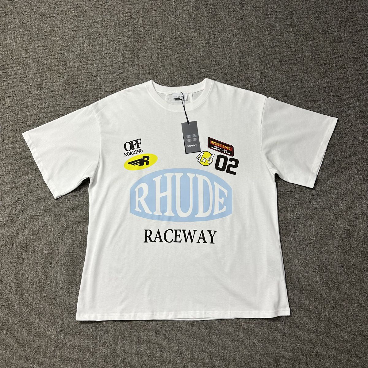 Rhude Raceway Racing Sticker Graphic Tee White