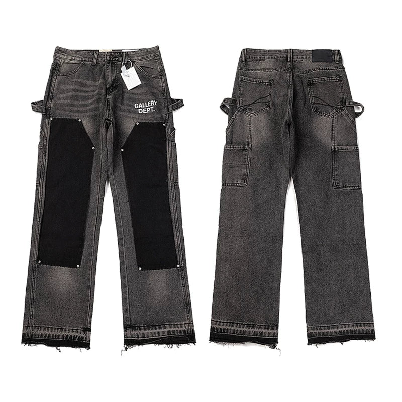 Gallery Dept Black‑Grey Patchwork Carpenter Flare Denim Jeans Vintage Wash