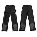 Gallery Dept Patchwork Multi‑Color Paint‑Splatter Cargo Flare Denim Jeans Black Wash