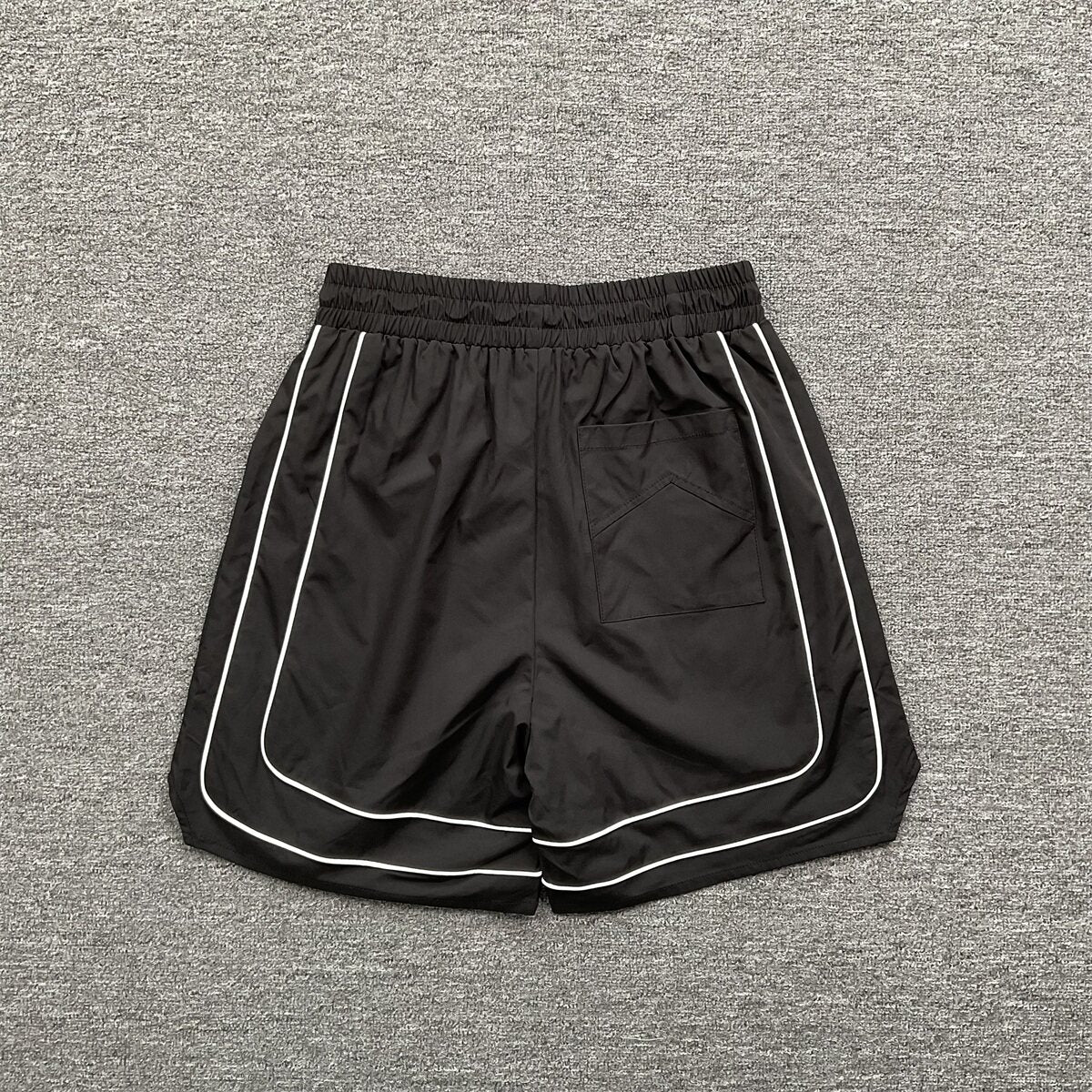 Rhude Varsity Letter Logo Double Piping Nylon Casual Shorts Black