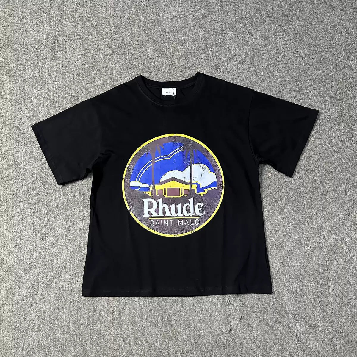 Rhude Saint Malo Vintage Circle Graphic Tee Black