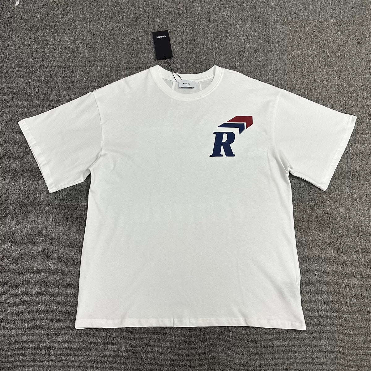 Rhude 3D R Logo Chest Graphic Tee White