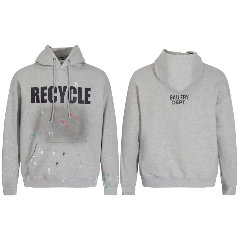 GALLERY DEPT autumn new flame letter print men's and women's loose casual pure cotton hooded sweatshirt jacket (23)