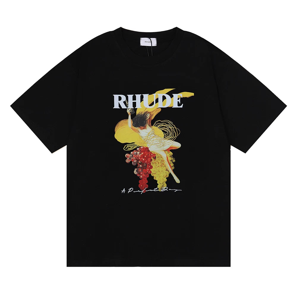 Rhude Vintage Goddess Grape Art Graphic Tee Black
