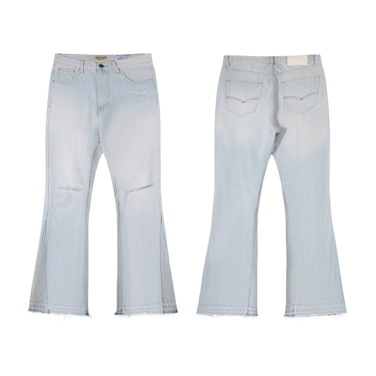 Gallery Dept Slit‑Knee Flare Denim Jeans Ultra Light Vintage Wash