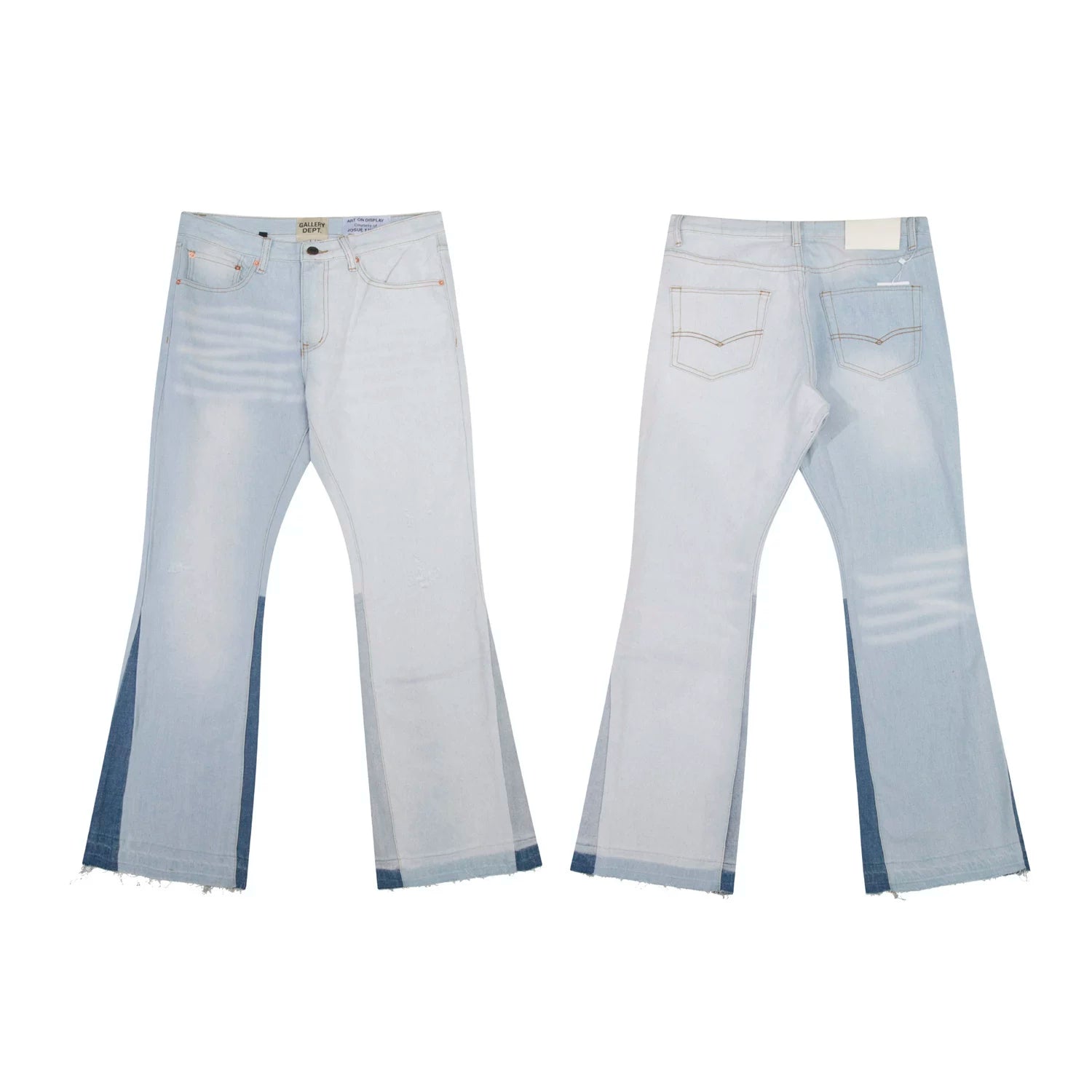 Gallery Dept Dark‑Blue Inset Panel Flare Denim Jeans Ultra Light Vintage Wash