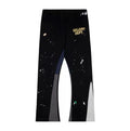 Gallery Dept Splash Paint Distressed Color‑Block Flare Sweatpants Black Multi‑Panel