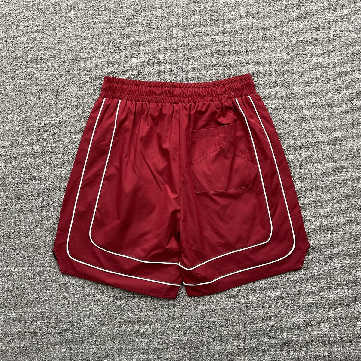 Rhude Varsity Letter Logo Double Piping Nylon Casual Shorts Burgundy