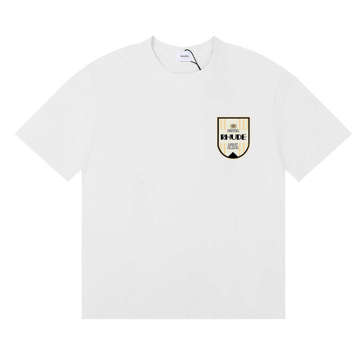 Rhude Shield Badge Left Chest Graphic Tee White