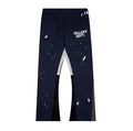 Gallery Dept Splash Paint Distressed Color‑Block Flare Sweatpants Navy Blue