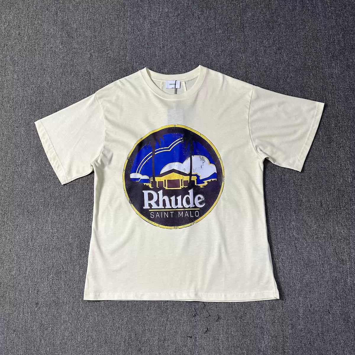 Rhude Saint Malo Vintage Circle Graphic Tee Cream