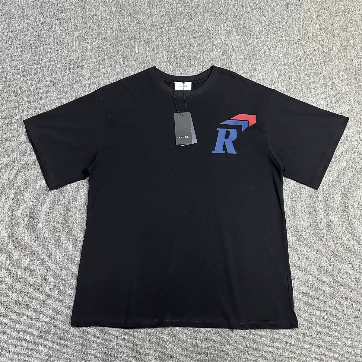 Rhude 3D R Logo Chest Graphic Tee Black