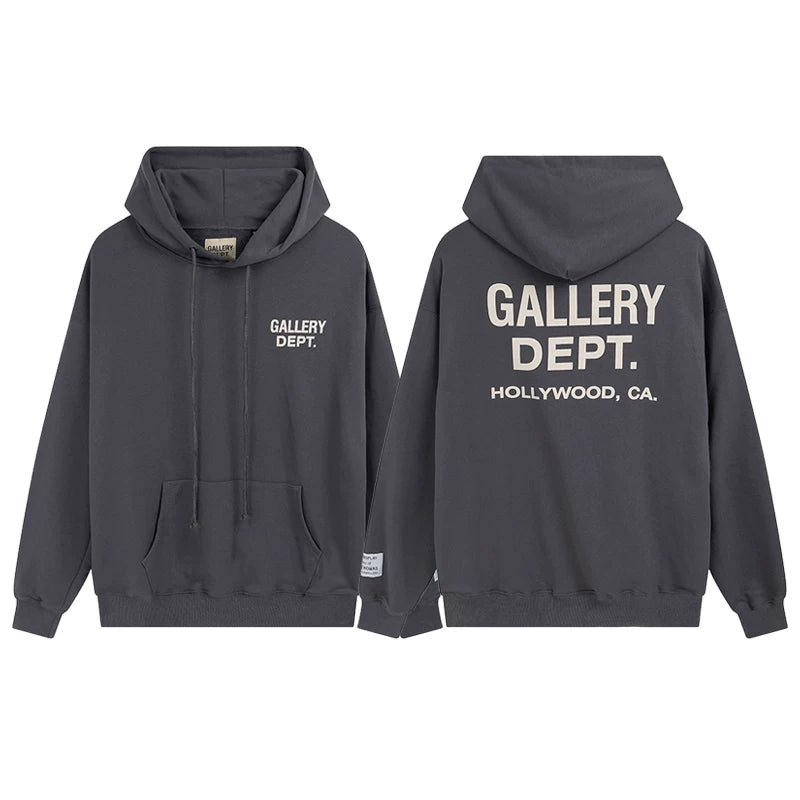 GALLERY DEPT autumn new flame letter print men's and women's loose casual pure cotton hooded sweatshirt jacket (5)