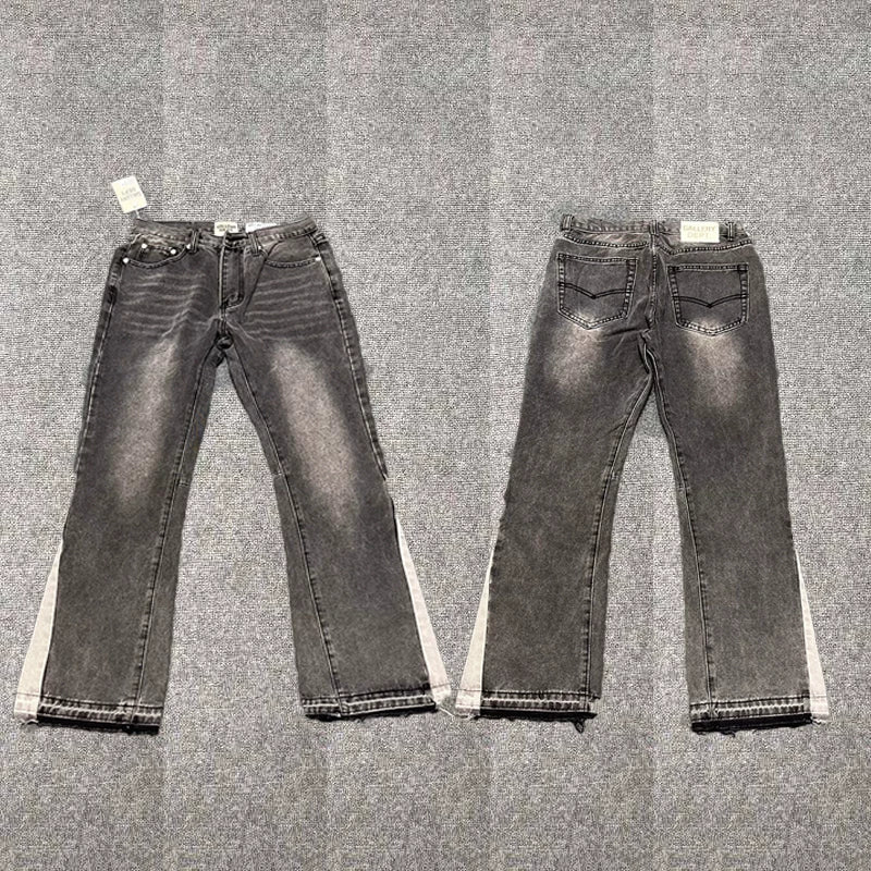Gallery Dept Contrast Panel Flare Denim Jeans Vintage Black Grey Wash