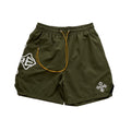 Rhude Cross Logo Graphic Nylon Casual Shorts Olive Green