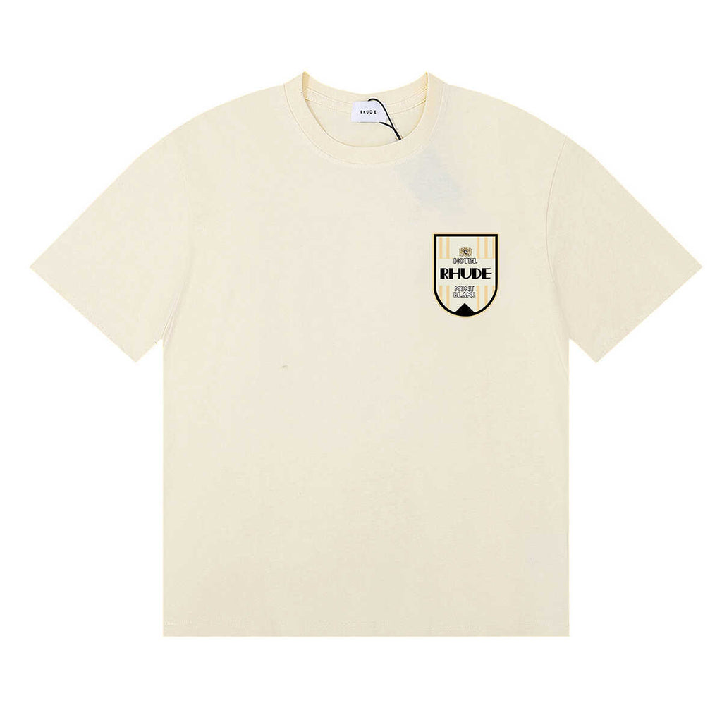Rhude Shield Badge Left Chest Graphic Tee Cream