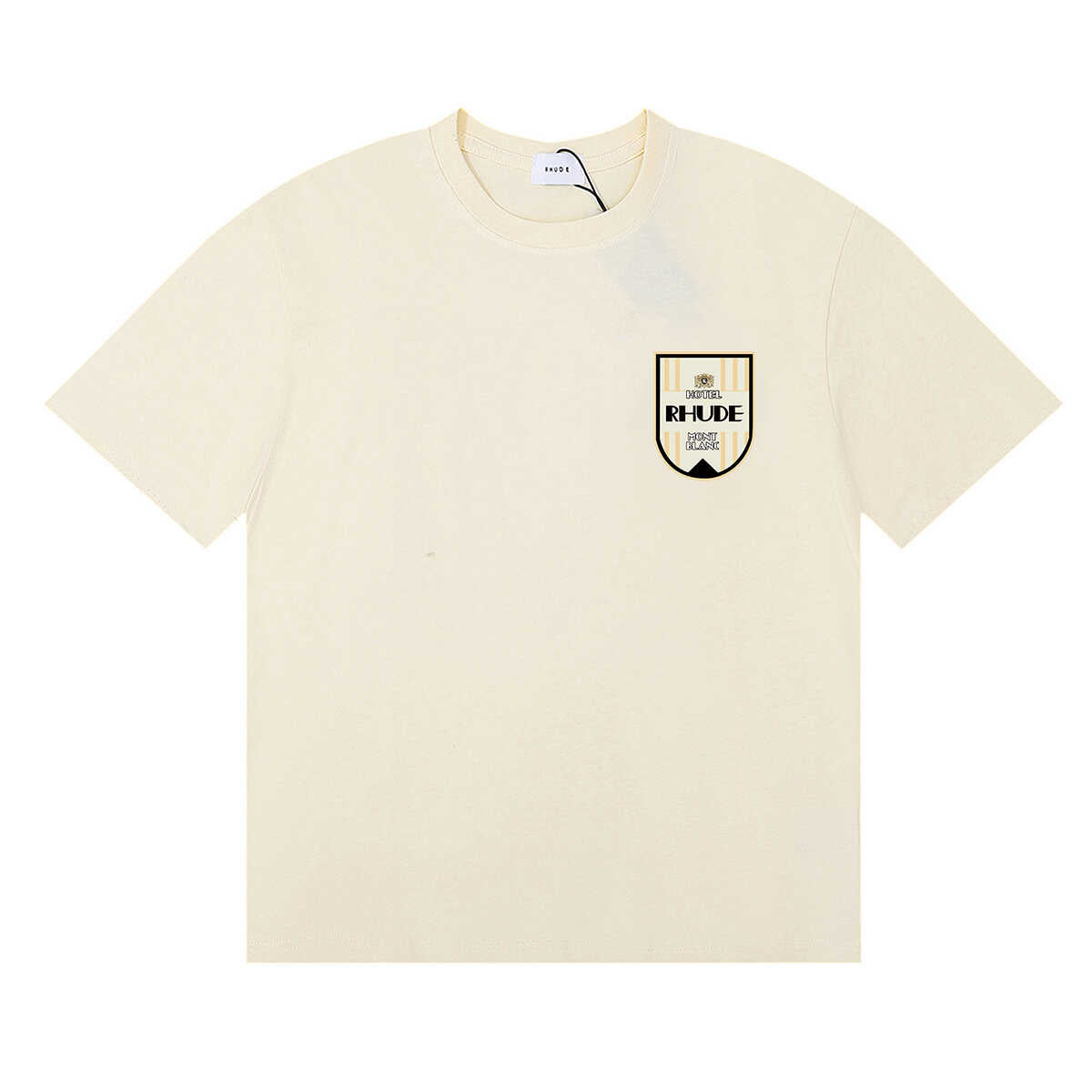 Rhude Shield Badge Left Chest Graphic Tee Cream
