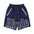 Rhude Big Outline Logo Nylon Casual Shorts Navy Blue