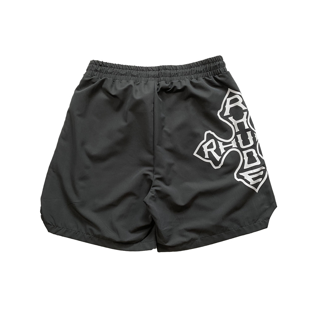 Rhude Cross Logo Graphic Nylon Casual Shorts Dark Grey