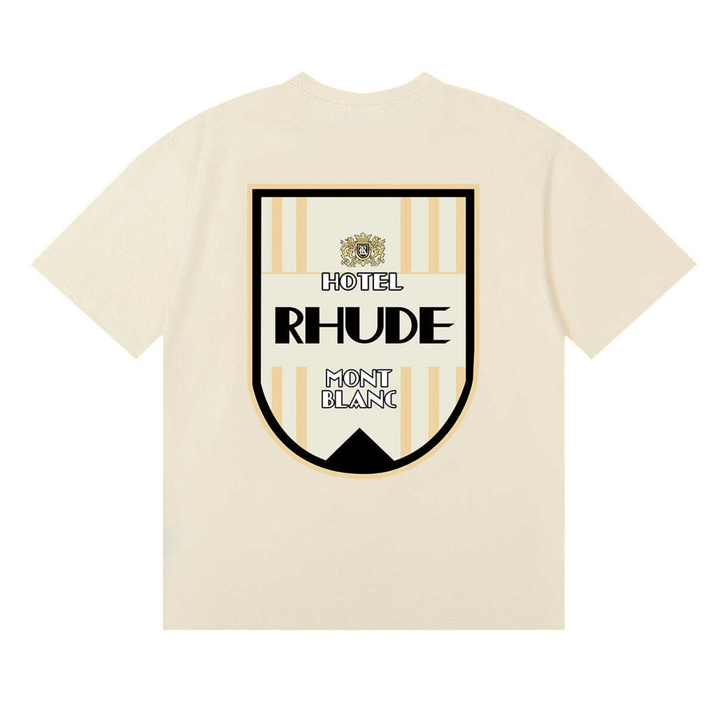 Rhude Shield Badge Left Chest Graphic Tee Cream