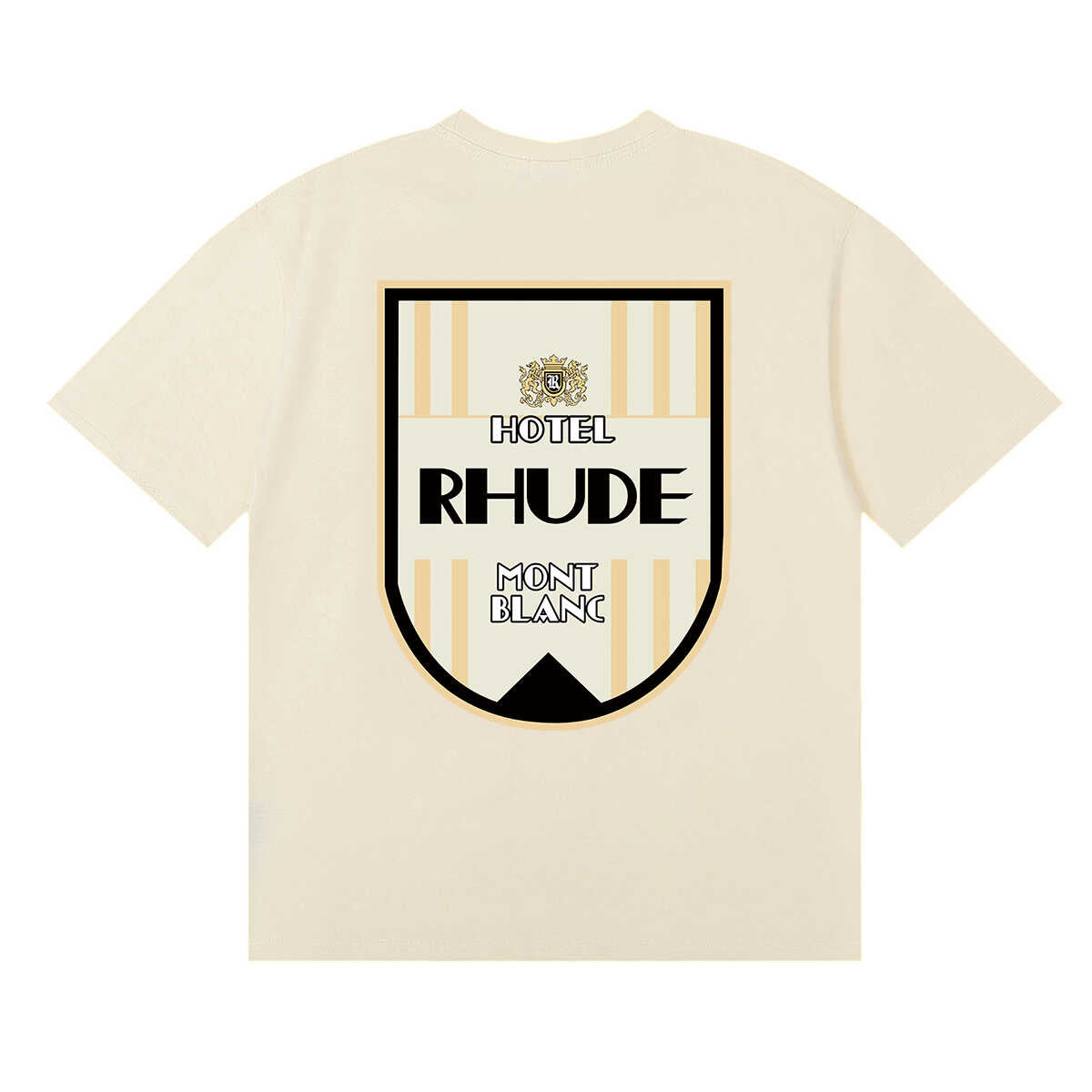 Rhude Shield Badge Left Chest Graphic Tee Cream
