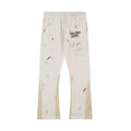 Gallery Dept Pastel Paint‑Splash Color‑Block Flare Sweatpants Cream