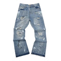 Gallery Dept Ripped Distressed Paint‑Splatter Light‑Wash Flare Denim Jeans