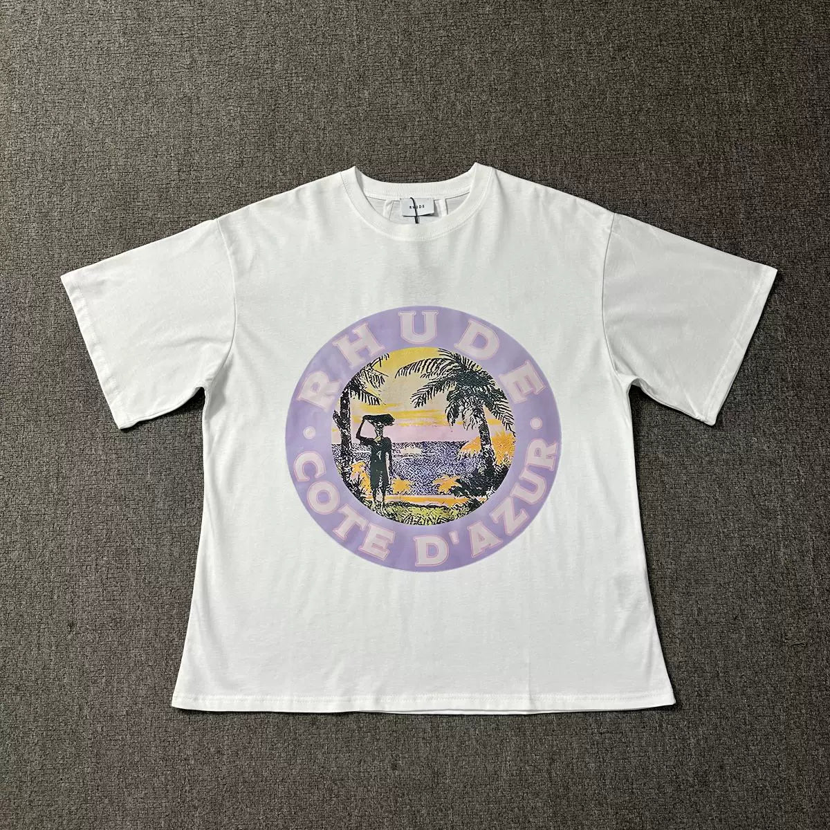 Rhude Cote D'Azur Beach Circle Graphic Tee White