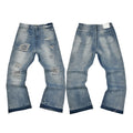 Gallery Dept Heavy Distressed Ripped Light‑Wash Flare Denim Jeans