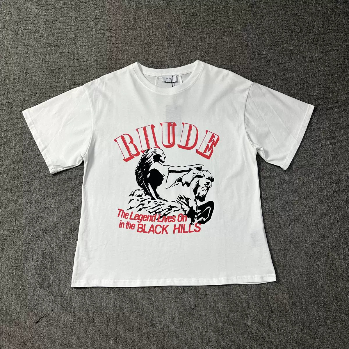Rhude Black Hills Legend Vintage Art Graphic Tee White