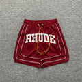 Rhude Varsity Letter Logo Double Piping Nylon Casual Shorts Burgundy