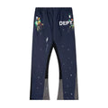 Gallery Dept DEPT Paint‑Splatter Color‑Block Flare Sweatpants Navy
