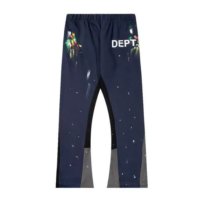 Gallery Dept DEPT Paint‑Splatter Color‑Block Flare Sweatpants Navy