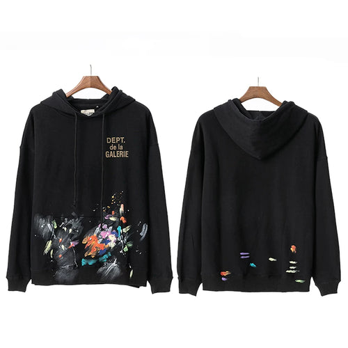 GALLERY DEPT autumn new flame letter print men's and women's loose casual pure cotton hooded sweatshirt jacket (12)