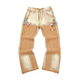 Gallery Dept Hand‑Painted Two‑Tone Khaki Paint‑Splatter Flare Denim Jeans