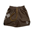 Rhude Cross Logo Graphic Nylon Casual Shorts Brown