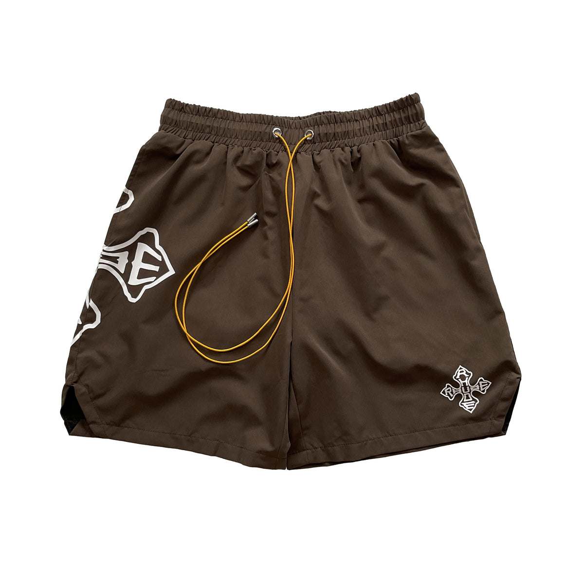 Rhude Cross Logo Graphic Nylon Casual Shorts Brown