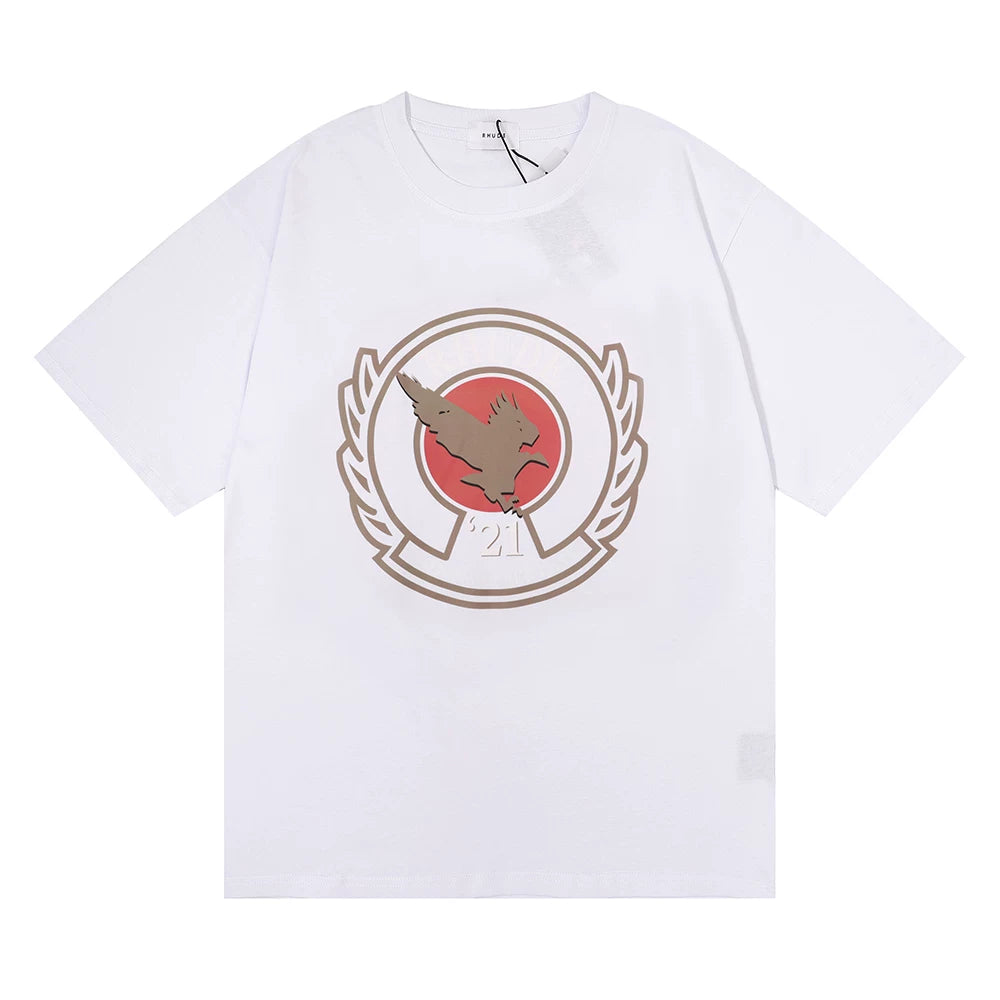 Rhude Eagle Laurel Crest '21 Storms Never Last Graphic Tee White
