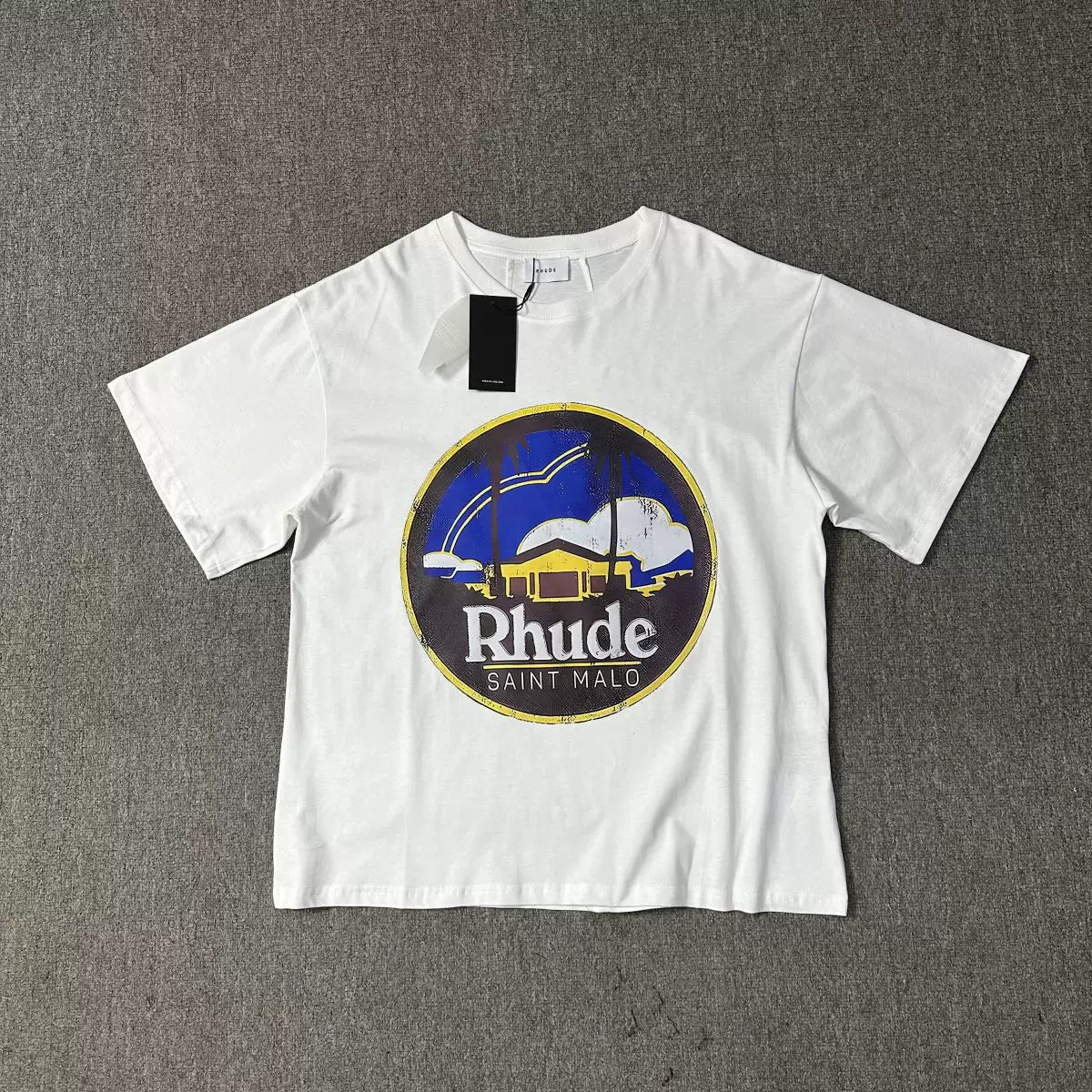 Rhude Saint Malo Vintage Circle Graphic Tee White