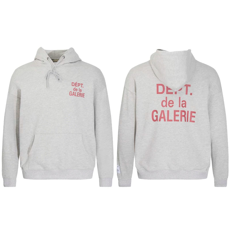 GALLERY DEPT autumn new flame letter print men's and women's loose casual pure cotton hooded sweatshirt jacket (20)