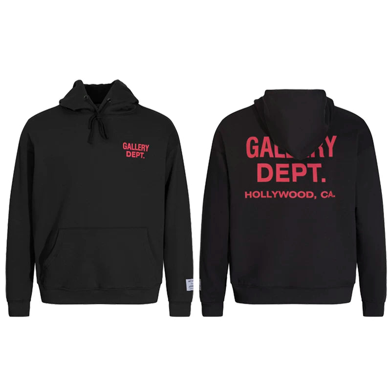 GALLERY DEPT autumn new flame letter print men's and women's loose casual pure cotton hooded sweatshirt jacket (27)