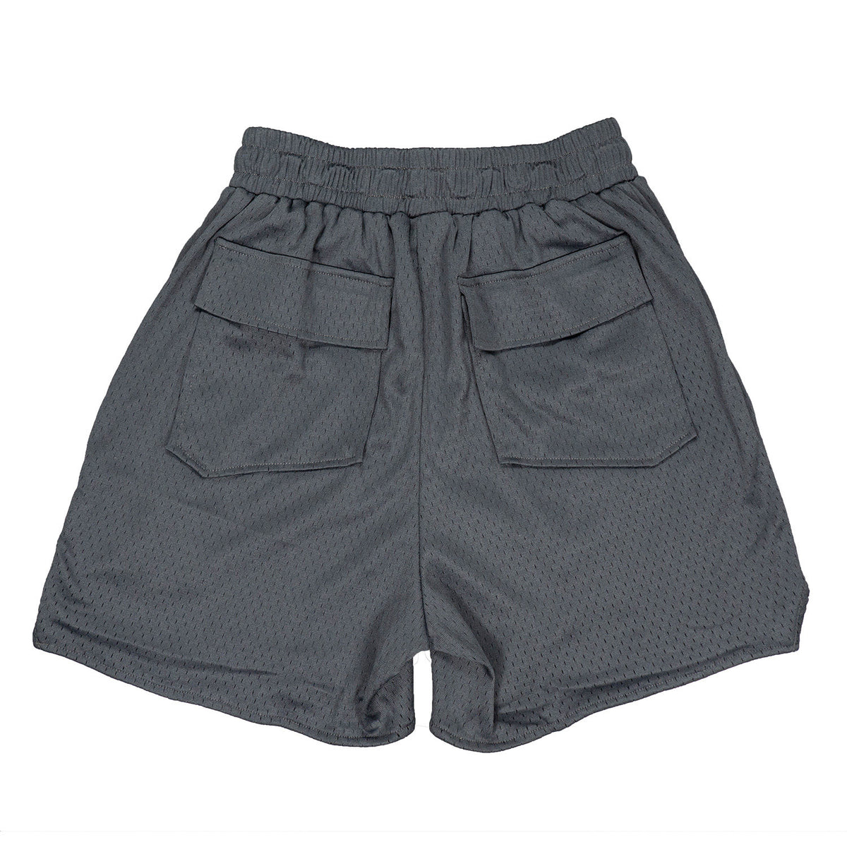 Rhude Big Leather Patch Logo Mesh Basketball Shorts Dark Grey