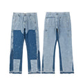 Gallery Dept Multi‑Tone Patchwork Paint‑Splatter Carpenter Flare Denim Jeans Light Wash