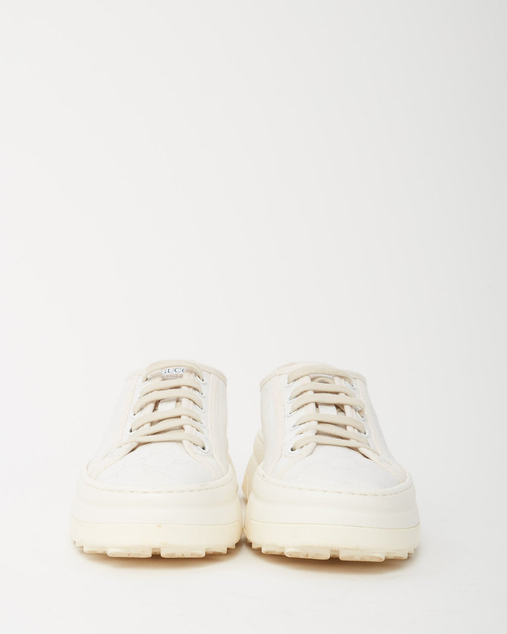Gucci White Monogram GG Canvas Low-Top Platform Sneakers - 40