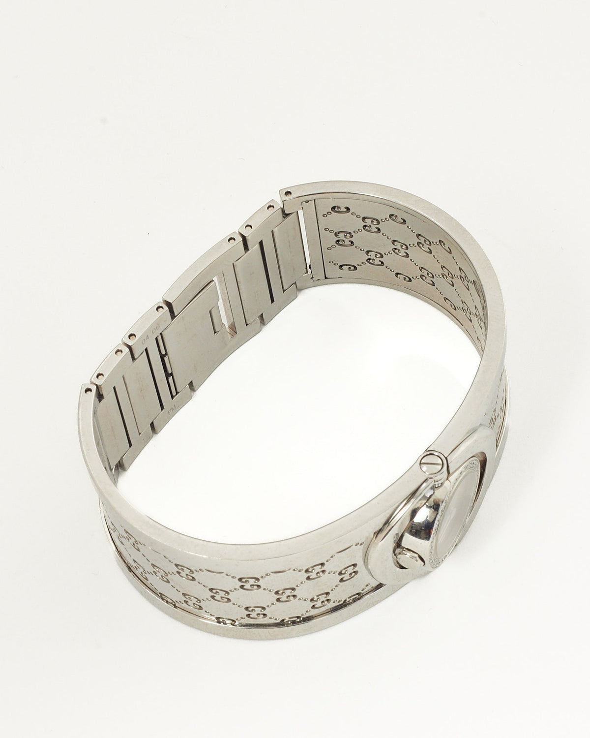 Gucci Silver Stainless Steel GG Monogram 33mm Diamond Twirl 112 Watch