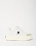 Dior White Calfskin Leather and Beige Suede Dior Star Sneakers - 38