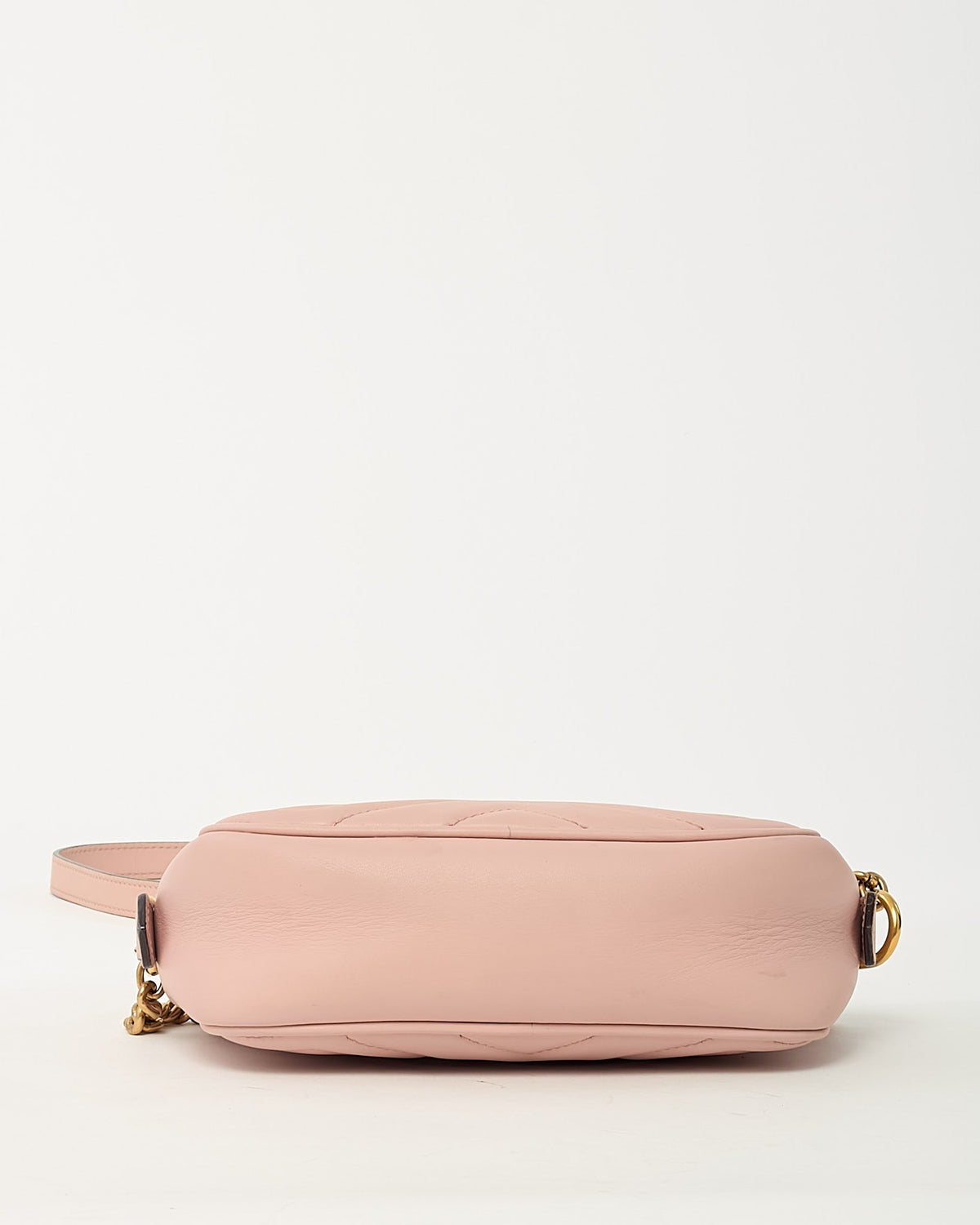 Gucci Pink Chevron Leather Mini Marmont Camera Bag GHW