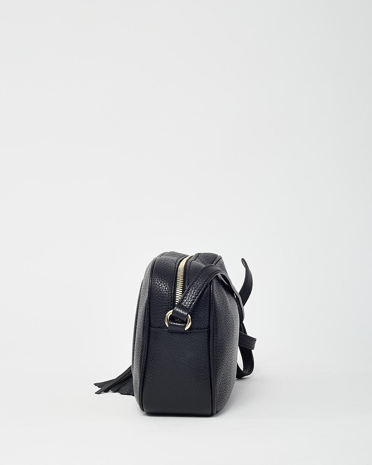 Gucci Black Pebbled Calfskin Leather GG Soho Disco Crossbody Bag