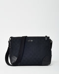 Gucci Black GG Monogram Canvas Messenger Crossbody Bag