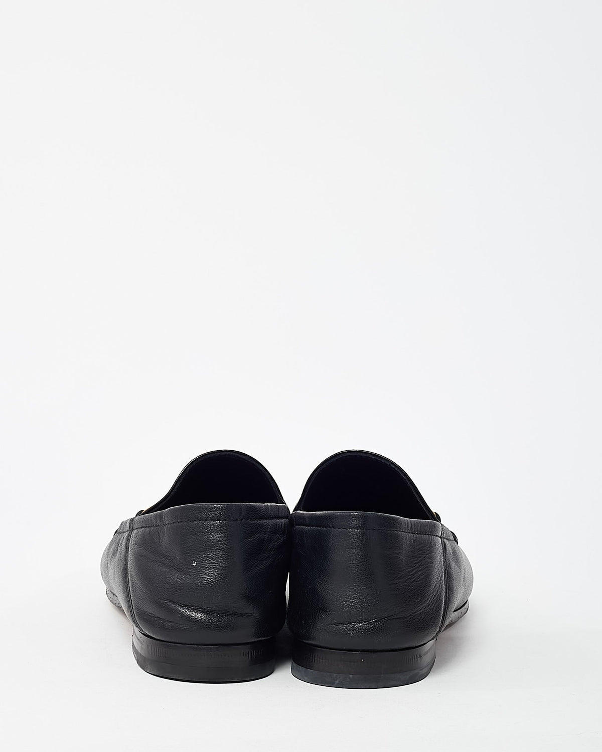 Gucci Black Leather Gold Horsebit Loafers - 37